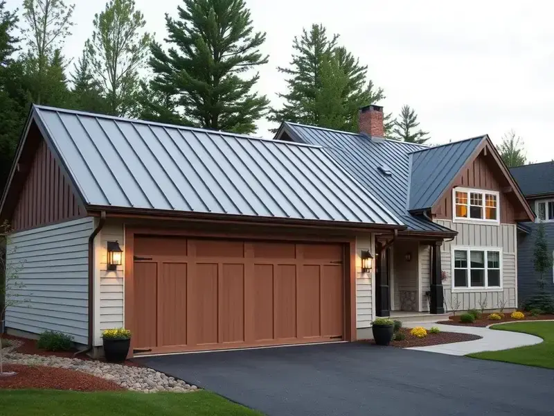 Standing seam metal roof on residential garage in Weston VT