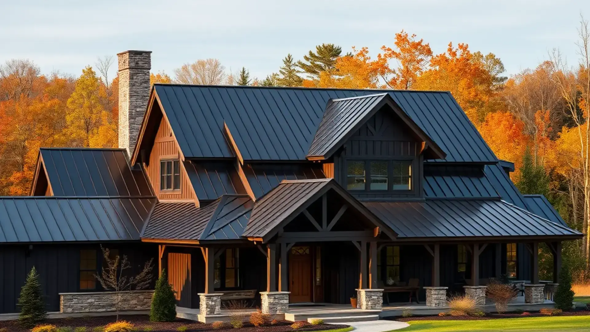 Large residential standing seam metal roof installation in Londonderry VT