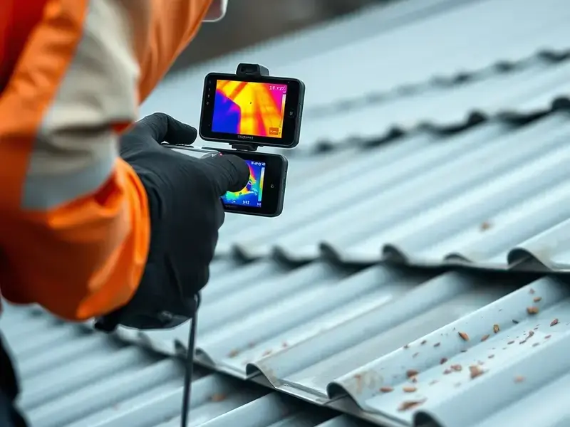 Iron Horse technician performing roof inspection with thermal imaging equipment